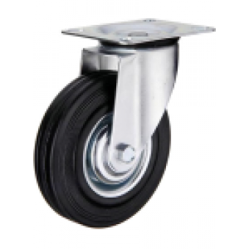 Поворотное стальное колесо с черной резиной