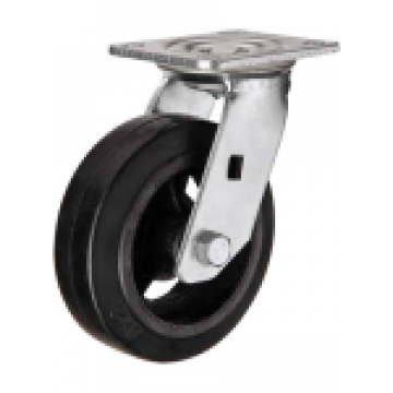 Поворотное чугунное колесо с литой черной резиной